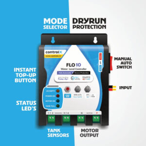 FLO 10 – Fully Automatic Water Level Controller + Dry-Run Protection  ( with Sensors & Accessories )